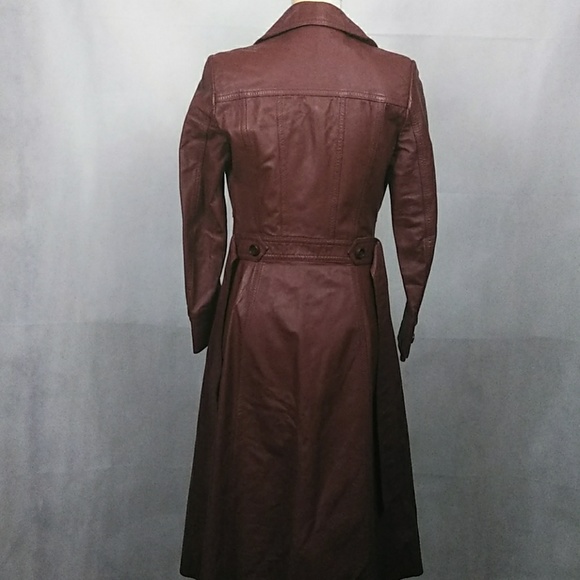 Vintage Cognac Leather Trench Coat – Timeless 90s Style, Size 7/8 - Picture 4 of 8